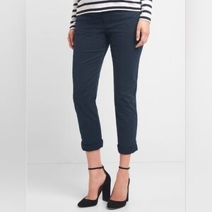 GAP Maternity Demi Panel Girlfriend Khaki Soft Stretch Pants Navy Blue Size 12